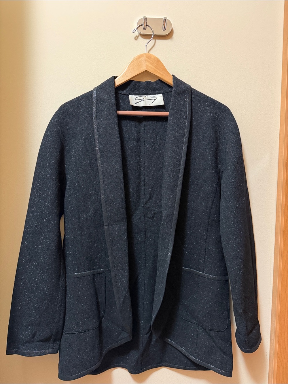 Signature Black Sparkle Open-Front Cardigan Blazer